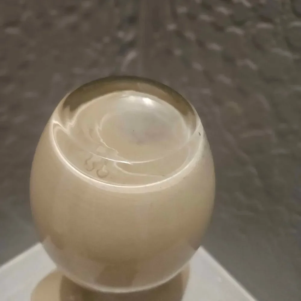 Art Glass Heavy Vase Beige Tan 10.5